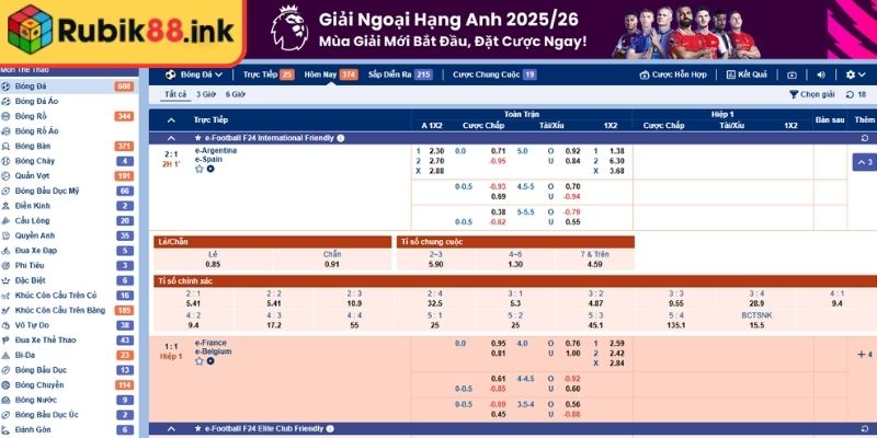 Thế giới thể thao đa dạng tại sảnh SBO Rubik88